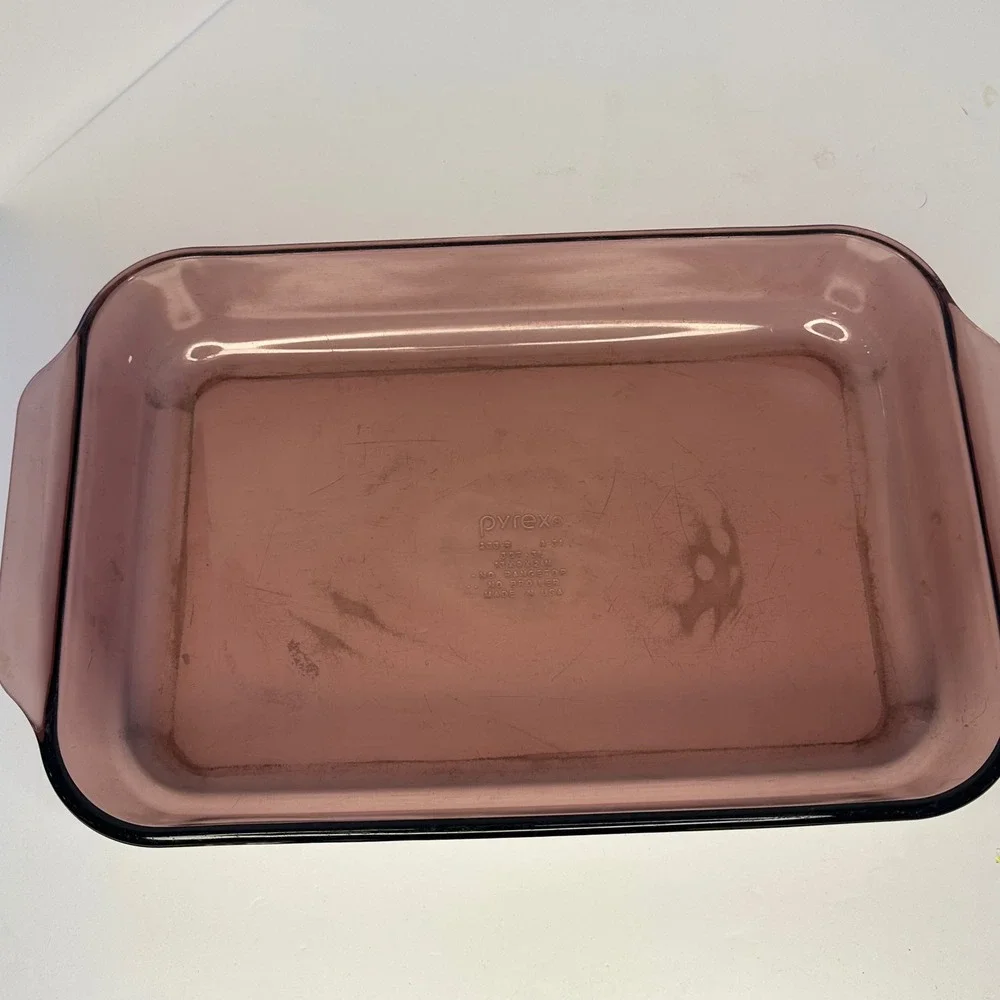 Pyrex Cranberry Visions 232-S Rectangular Baking Dish 2 Qt Glass Roaster USA